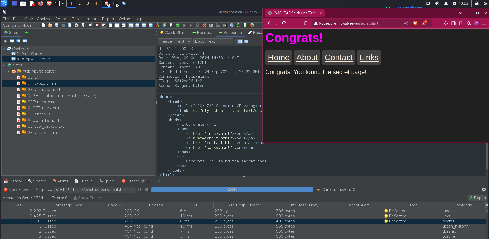 screenshot of a secret file found by fuzzing
