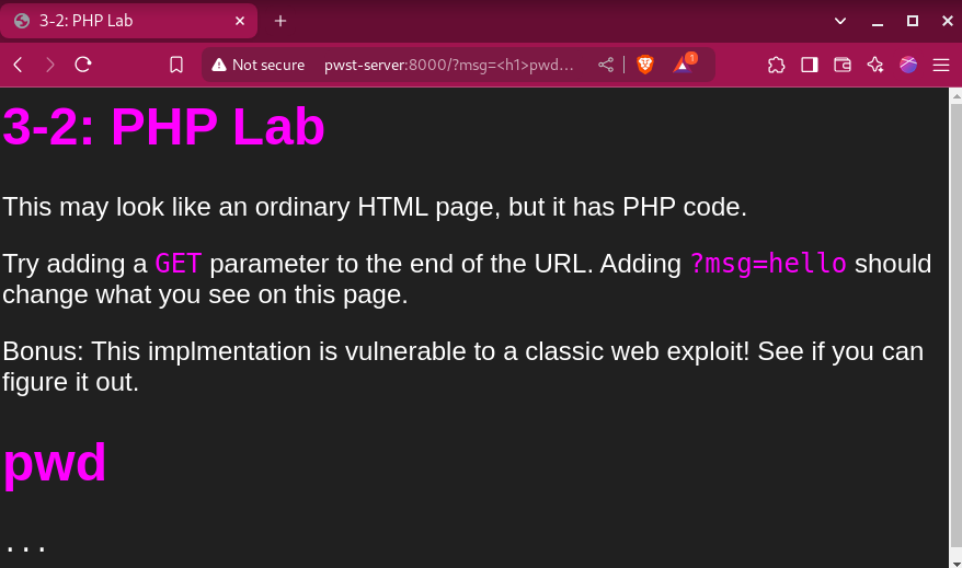 screenshot of arbitrary HTML injection