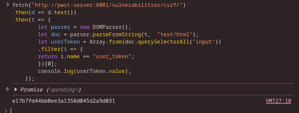 CSRF example extracting user token with JavaScript