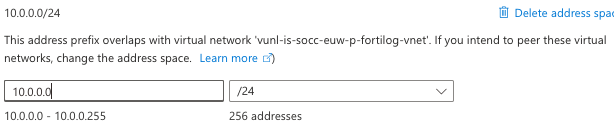 Azure-portal vNet requirement for vNet peering